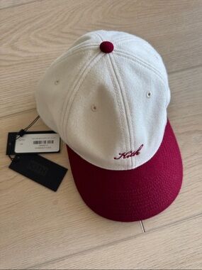 Kith Kids Two-Tone Cap in Cream and Burgundy